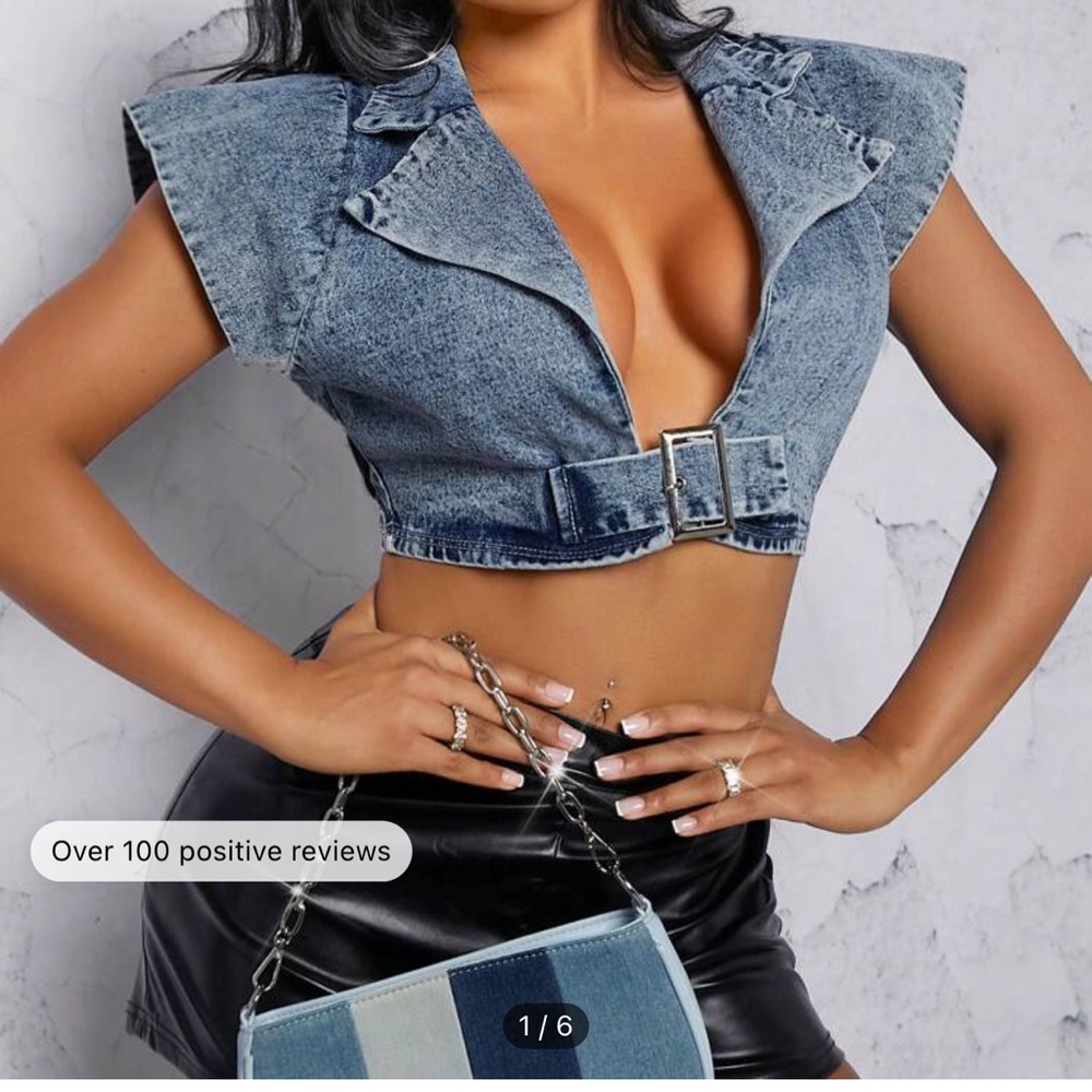 Women’s SHEIN Denim Crop Top